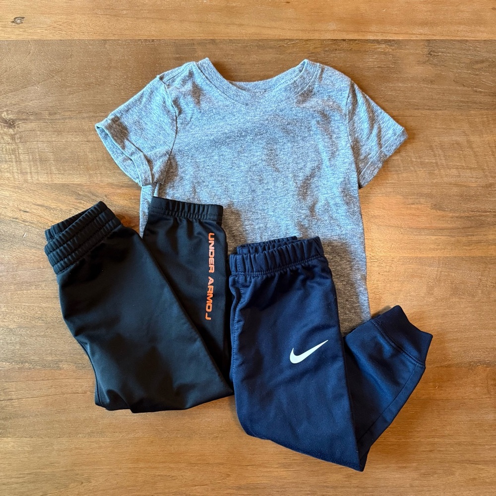 💥2/$20 Nike & Under Armour Jogger Set - Blue and Black bundle - 18 months